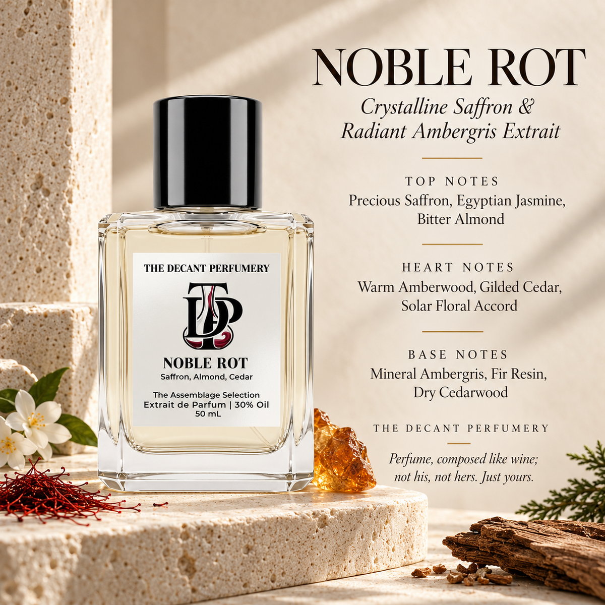 Noble Rot perfume notes artwork, 4000 by 4000 pixels