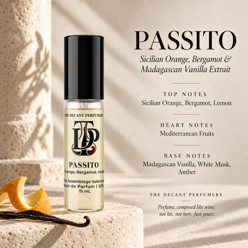 Passito perfume notes artwork, 4000 by 4000 pixels