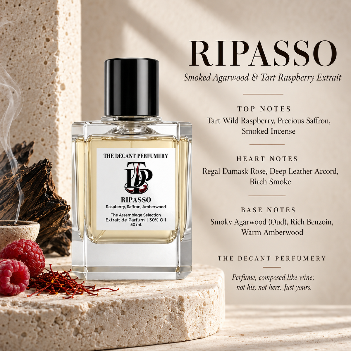 Ripasso perfume notes artwork, 4000 by 4000 pixels