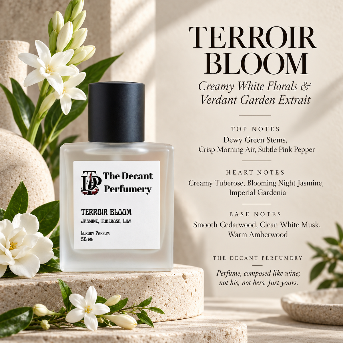 Terroir Bloom perfume notes artwork, 4000 by 4000 pixels